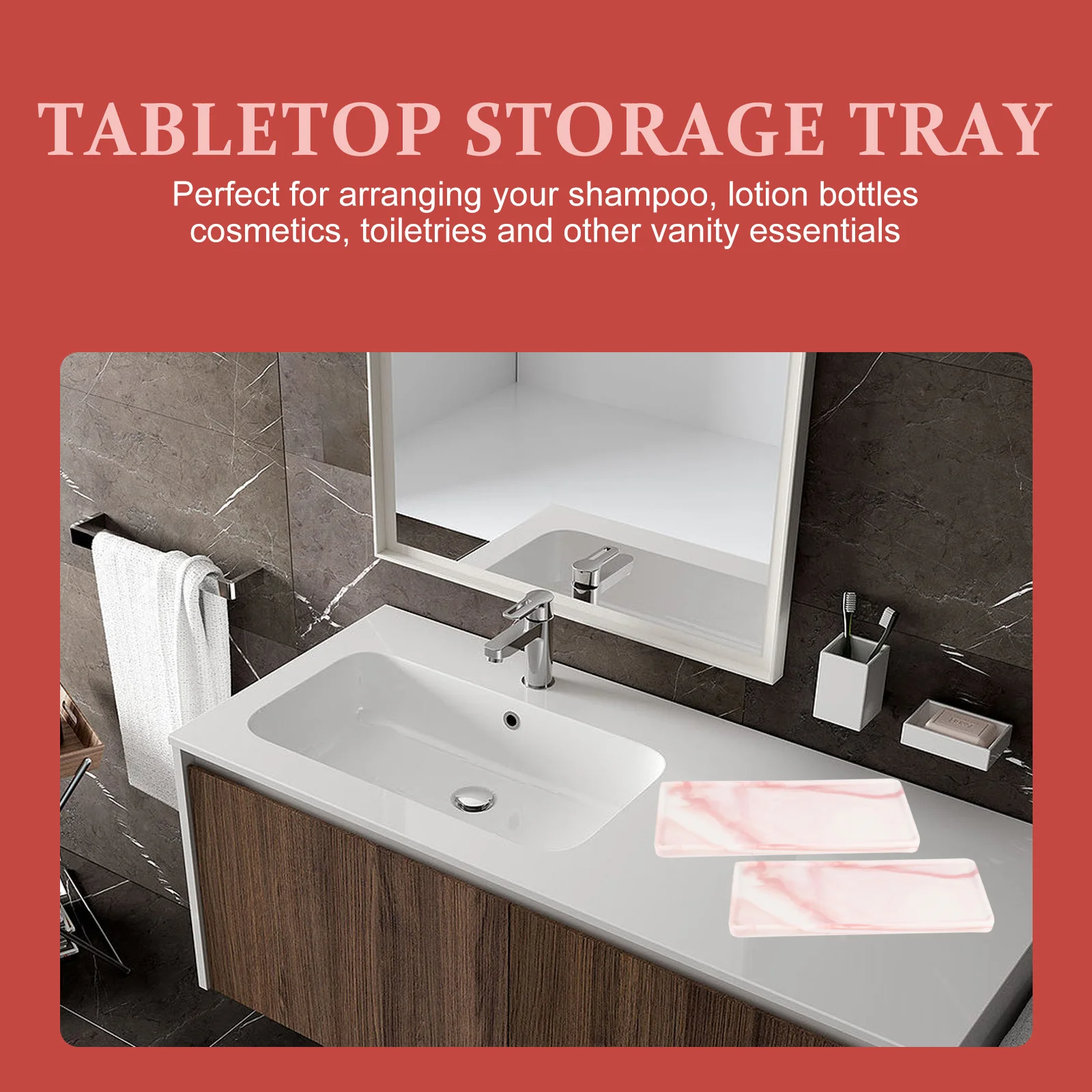 

Bathroom Vanity Organizer Perfume Tray for Make up Trays Organizers Lotion and Soap Pink