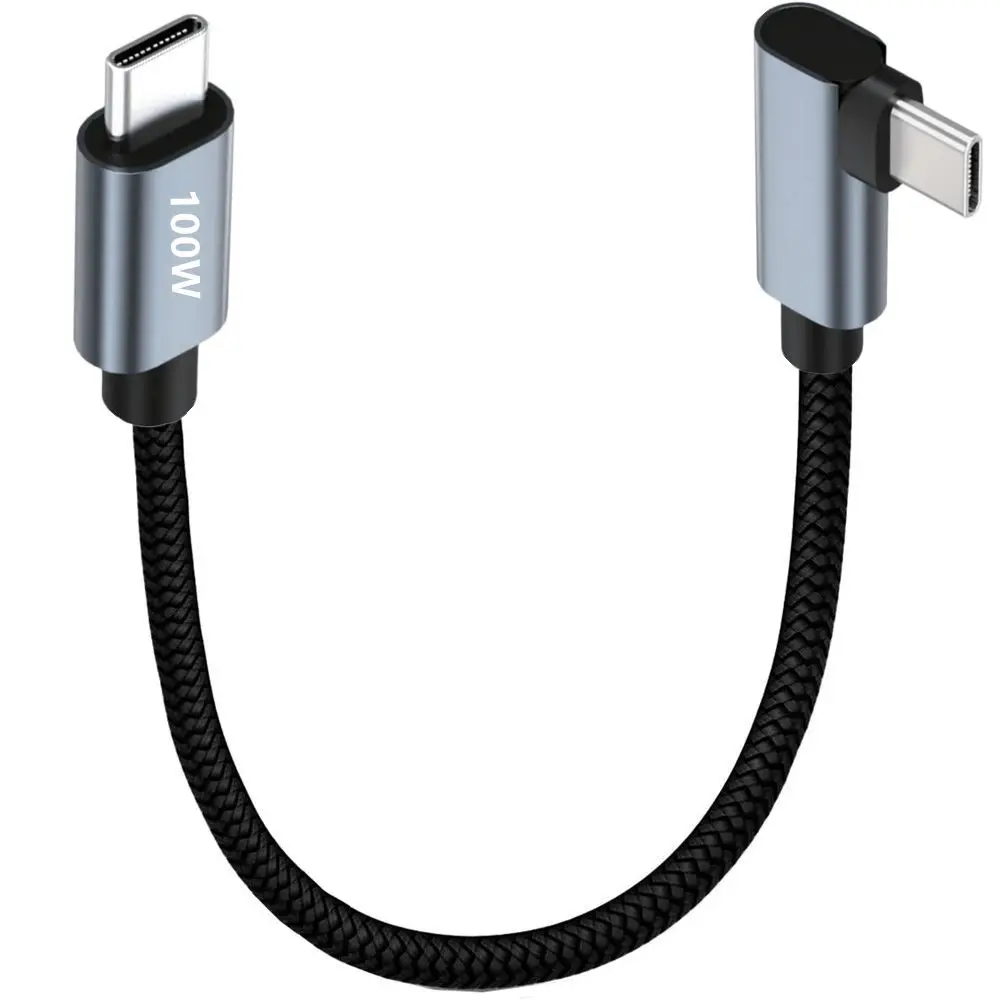 PD100W Fast Charging Line USB C to USB Type C Cable Quick Charge Right Angle Wire Laptop Mobile Phone 90 Degree Data Cable 2m