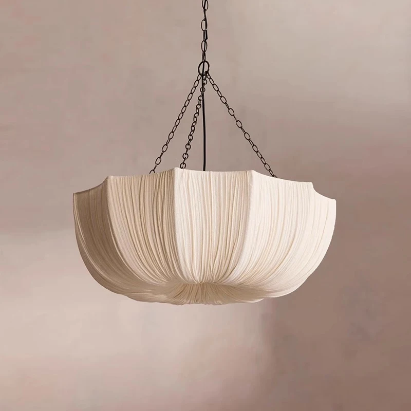 

Nordic Minimalist Wabi Sabi Fabric Chandelier Living Dining Room Bedroom Pendant Lamp Lustre RestaurantBar Hanging Light Fixture