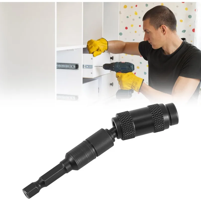 Drill Bit Holder Magnetic 360 Swivel Swiveling Bit Tip Holder Set 1/4 Inch Hex Quick Release Pivoting Screwdriver Extension