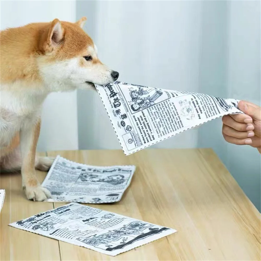 Newspaper Dog Toys Funny Paper Rubbing Sound Small Medium Chew Dog Toys Bite Resistant Tissue Replacement Dog Clean Teeth Toys