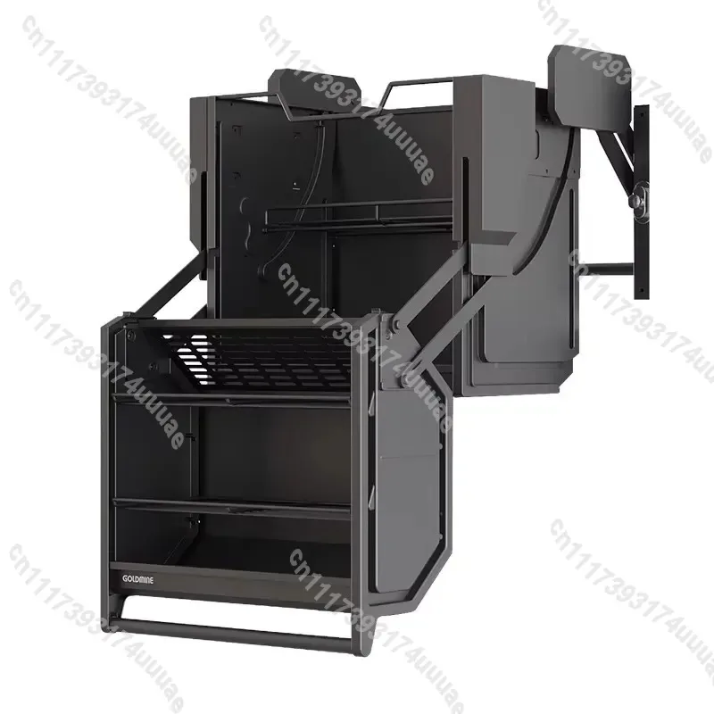 Wall Mounted Pull Down Cabinet Organizer Large Capacity Pull Out Storage Shelf Space Saver for Dish Spice Rack Cabinet