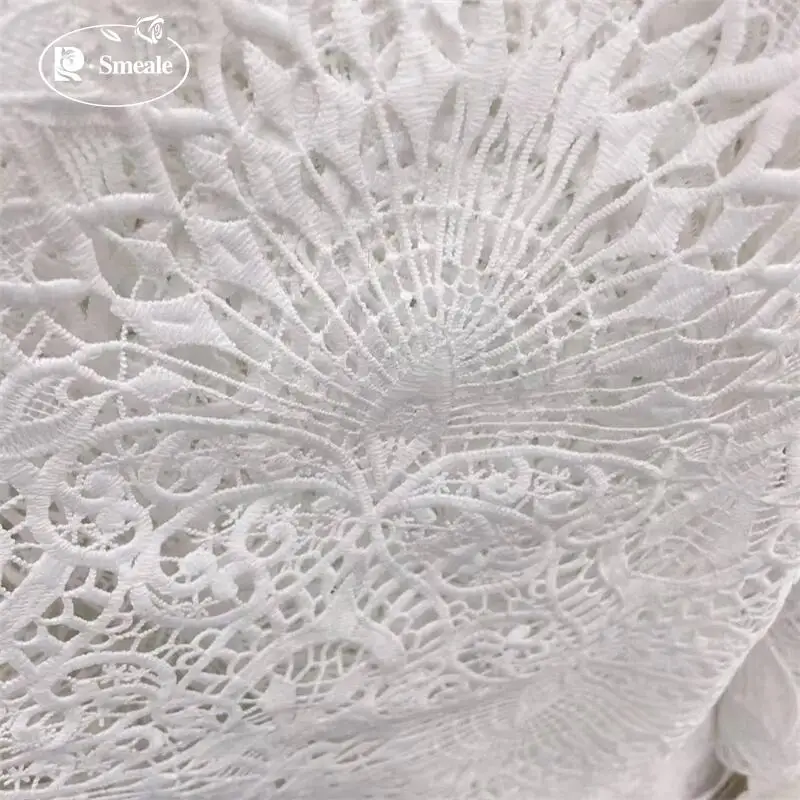 Stickerei hohler großer Schmetterling Jacquard Hochzeit Spitzenstoff. Stoff zum Nähen – Detail 7