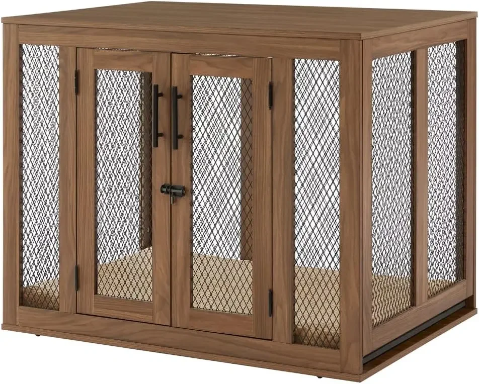 Furniture Dog Crate with Tray for Large Dogs, Indoor Aesthetic Kennel Pet House Dog Cage with Door