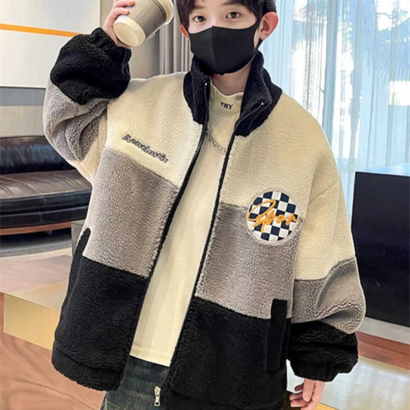 

Boys Coat Overcoat Jacket Windbreak Outerwear 2024 New Velvet Spring Autumn Cotton High Quality Christmas Gift Children's Clothi