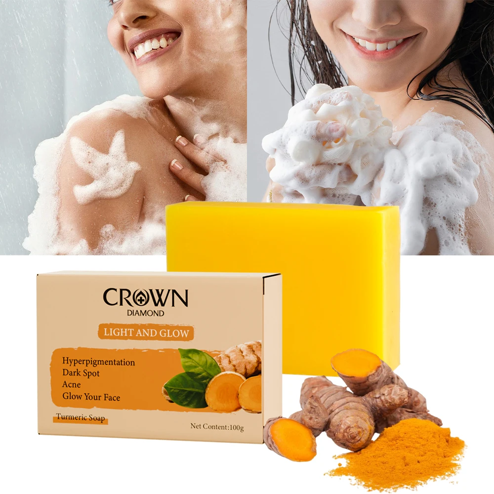 Turmeric Cleansing Soap face fade Dark spots acne marks brighten skin remove Dull Melanin whitening moisturizing handmade Soap