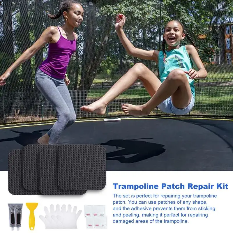 Trampoline Repair Kit Large Square Fixing Kit On Puncture Patches 5 X 5 Inches Square On Patches Repair Trampoline Mat Tear In A