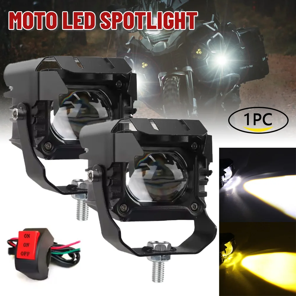 

Led Motorcycle LENS Spotlight 6000K/3000K Fog Lights Motorbike Auxiliary Driving Lamp Off Road Truck 4x4 ATV With Switch