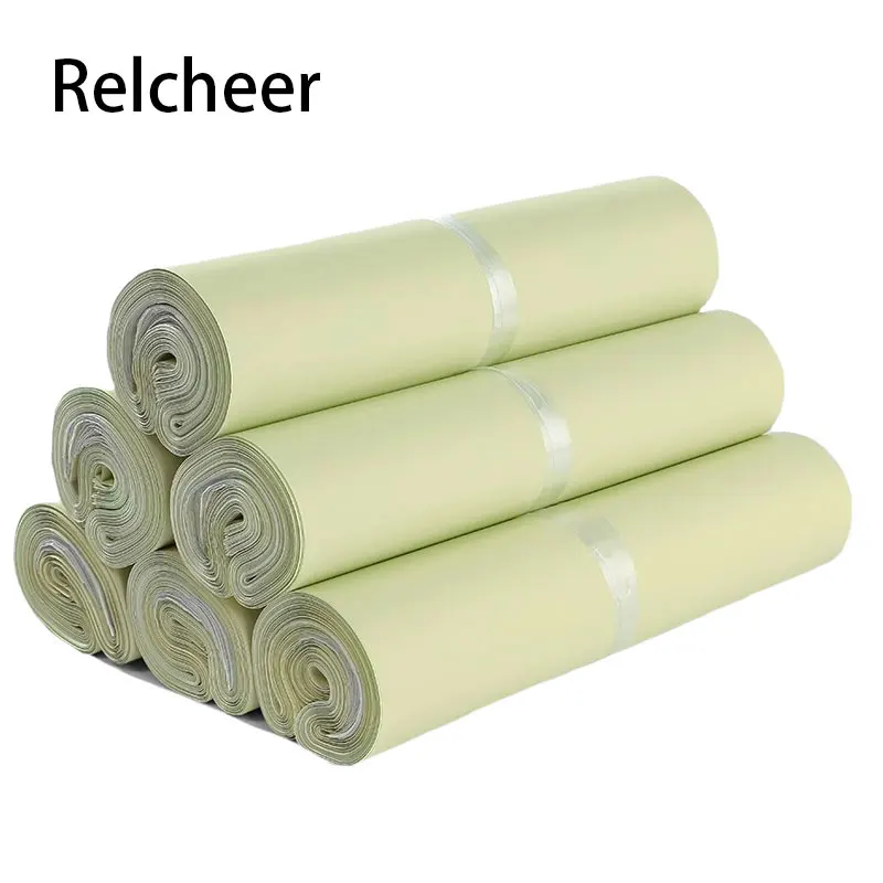 

Relcheer Milk Apricot Logistics Packaging Bag Waterproof Express Cloth Delivery Storage Bags Custom LOGO E-commerce Courier Bag