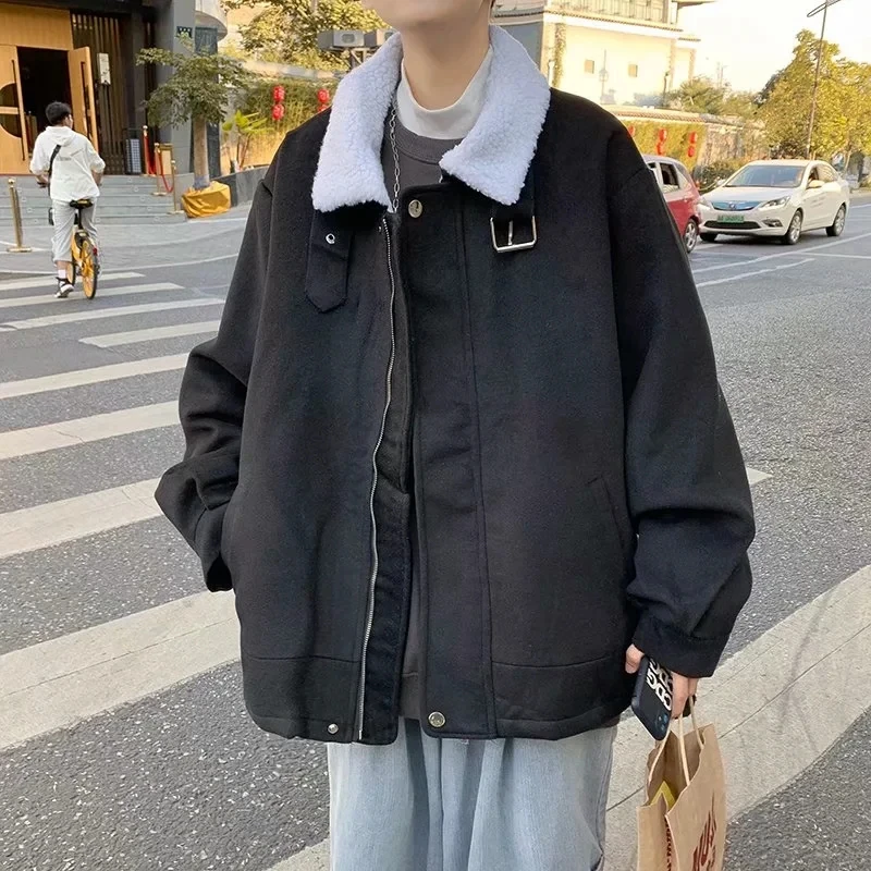 Short Style Parkas Men Streetwear Outwear Japanese Ins Fashion Cropped Winter Warm Handsome Solid Simple Casual All-match Daily