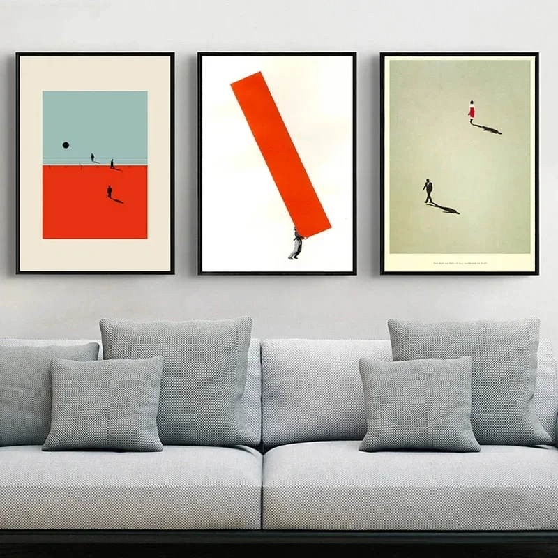 Nordic Figure Wall Art Canvas Painting Humorous Posture Prints Modern Wall Colorful Picture for Living Room Unique Poster Decor