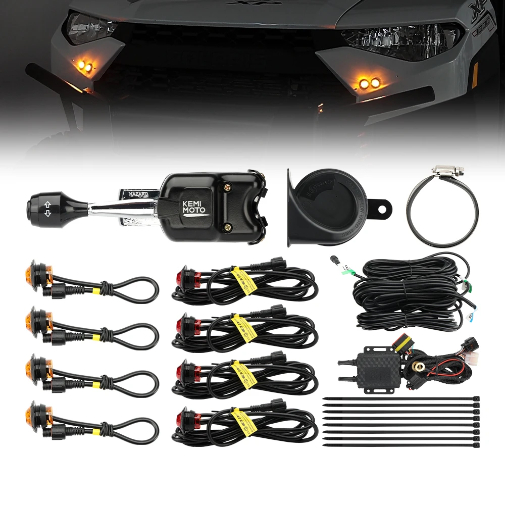 UTV Universal Turn Signal Kit with Lever 110D Horn Pre-Wired Compatible with Polaris RZR for Can-Am Kawasaki CFMOTO Plug & Play