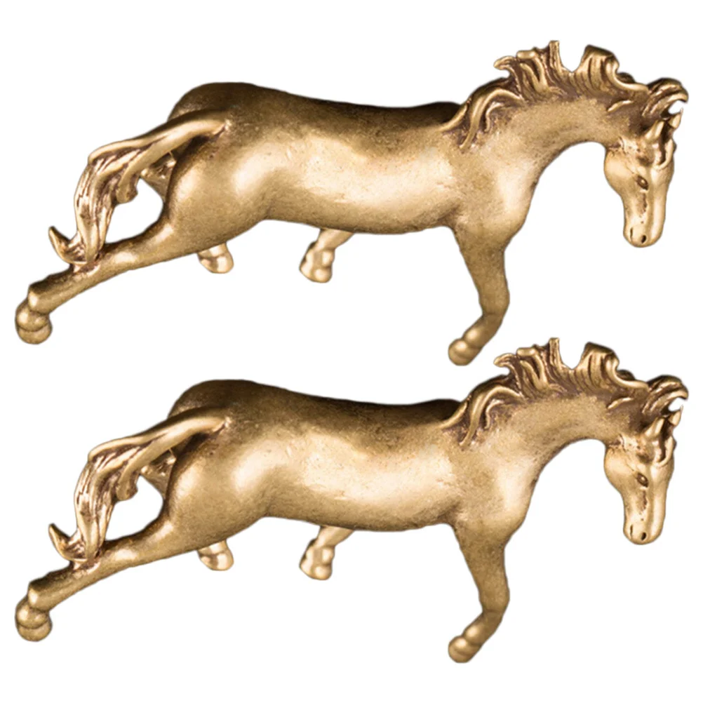 

2Pcs Decorative Copper Horse Statue for Living Room Study Tea House Desk Desktop Horse Ornament Unique Home Office Interior