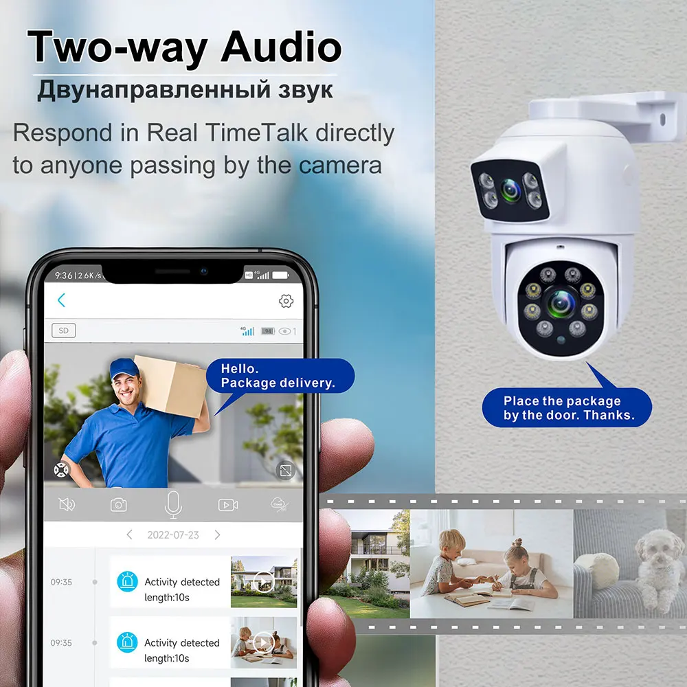 6MP lente Dual PTZ Audio bidireccional AI detectar cámara de seguridad POE sistema de vigilancia conjunto XMEye 8CH 4K NVR Kit de videovigilancia