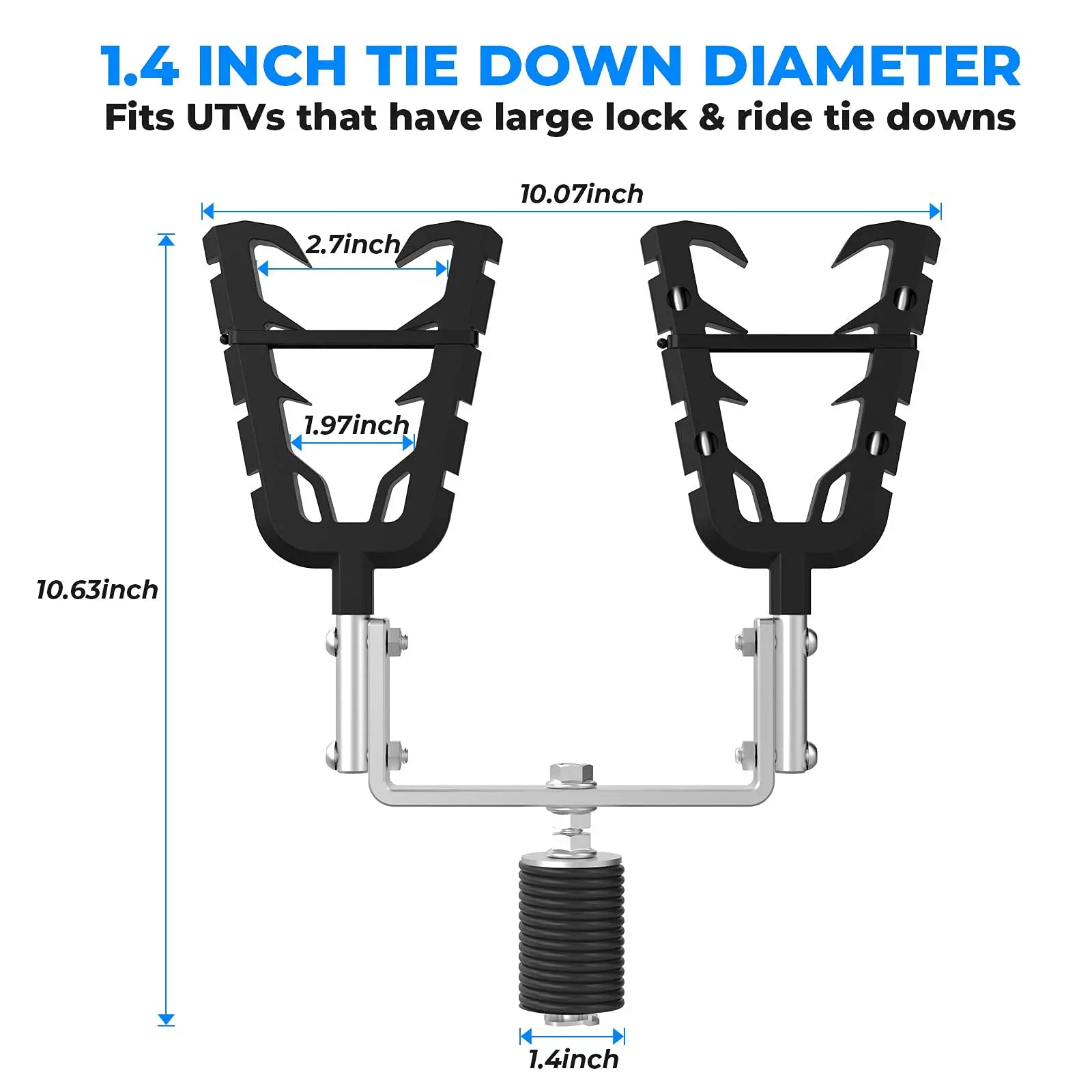 UTV 1.4 Inch Gun Mount Tie Down Tool Rack Compatible with Polaris Ranger 1000 / 900 / 800/ 570 XP 4 General 1000 ATV Accessories