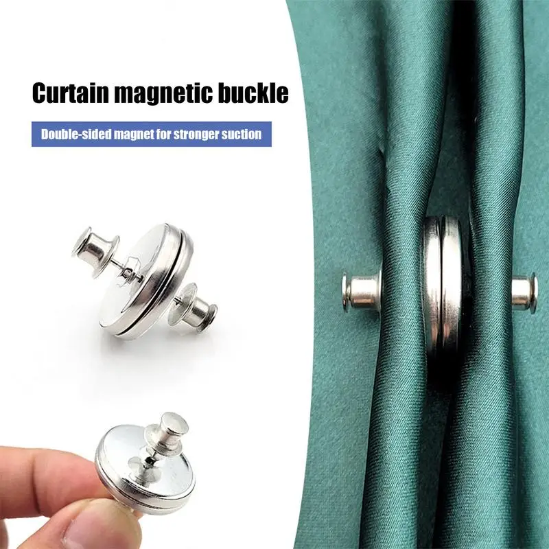 1Pair Curtain Magnetic Button Nail Free Detachable Window Curtain Close Magnet Buckle Adjustment Curtain Clip Accessories