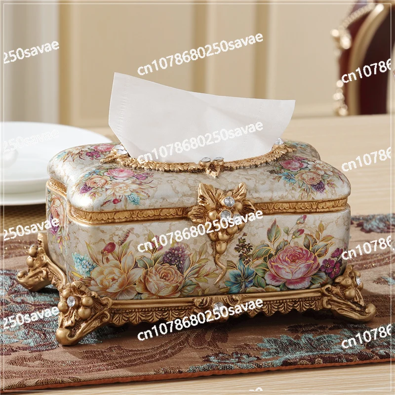

European Retro Luxury Tissue Box Ornament Beautiful Creative Pumping Carton Ornament Gift