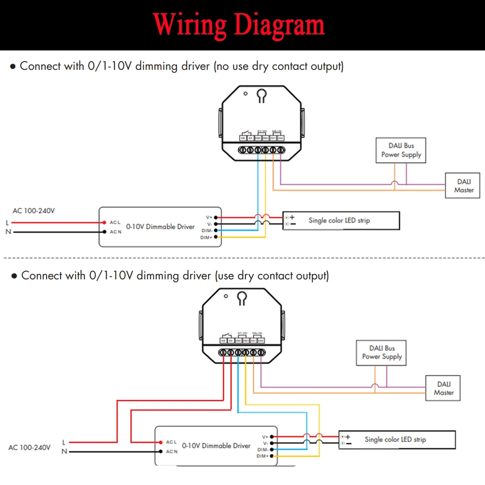 Imagem -05 - Din Rail Mount Dimming Saída de Sinal Cor Única Led Strip Controller Dali Ddt5 ac 100240v 1ch 0v10v 0v-10v