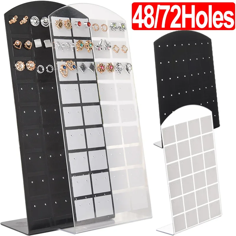 2Pcs Transparent Plastic Display Panel Bracket Women Earrings Display Rack Showcase Holder Simple Fashion Jewelry Storage Tool