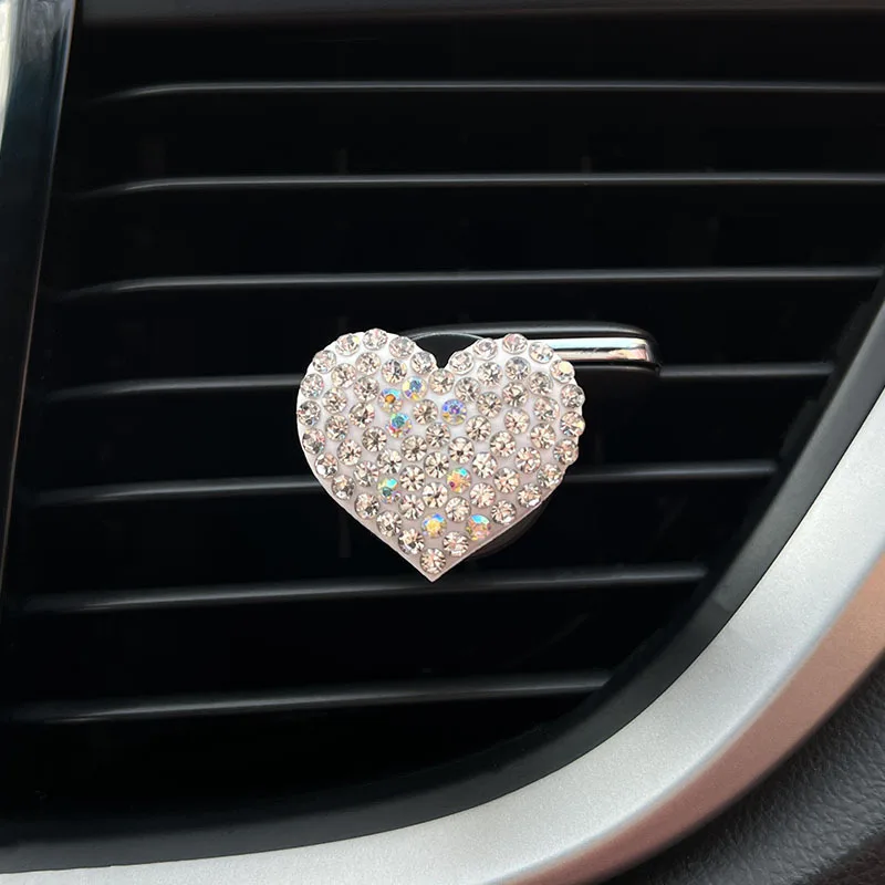 Heart-shaped Car Air Outlet Clip Creative Rhinestone Car Air Conditioning Air Outlet Perfume Decoration Clip Car Accessories