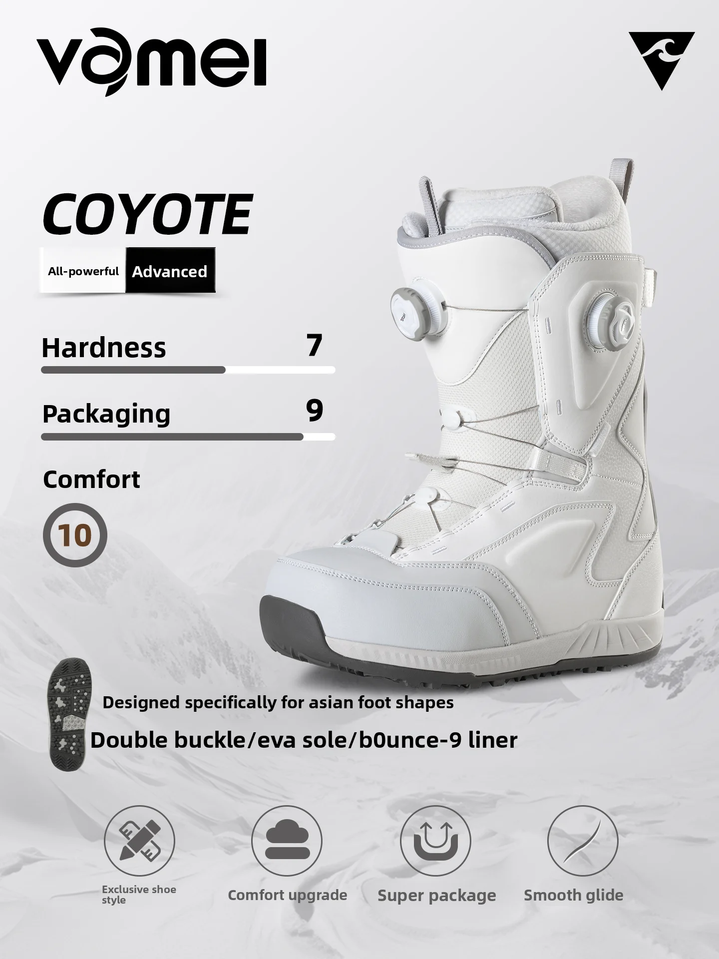 VAMEI Snowshoes Snowboard Shoes All-round Carved Sliding Flat Flower Quick Wear Double Buckle Whole Mountain EVA Sole Ski Boots