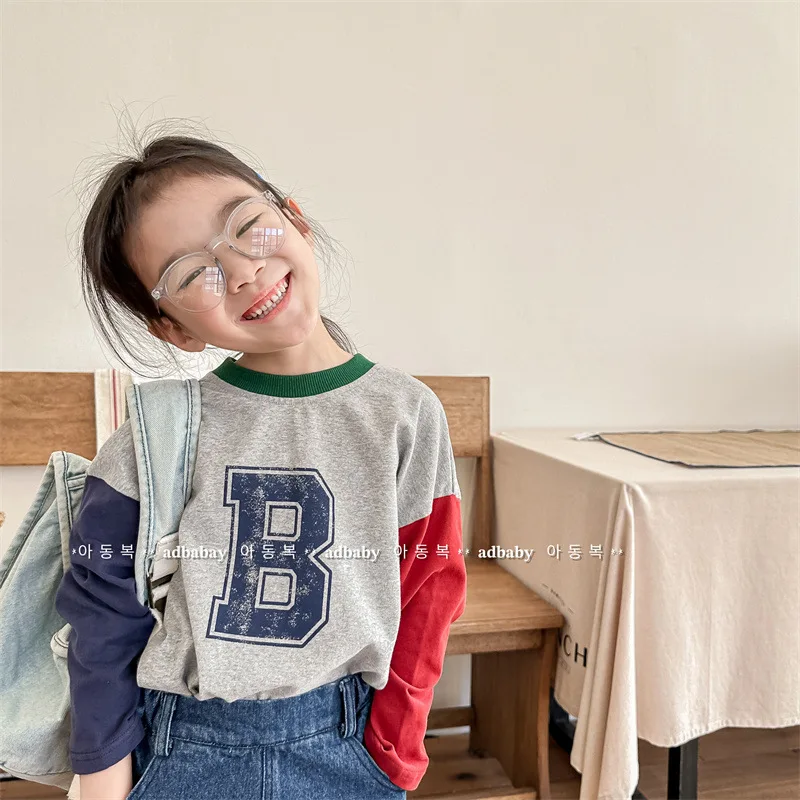 2026 Autumn New Baby Girls Long Sleeve T Shirts Letter Print Children Casual Tops Kids Boys Cotton Shirts 1-6year Baby Clothes