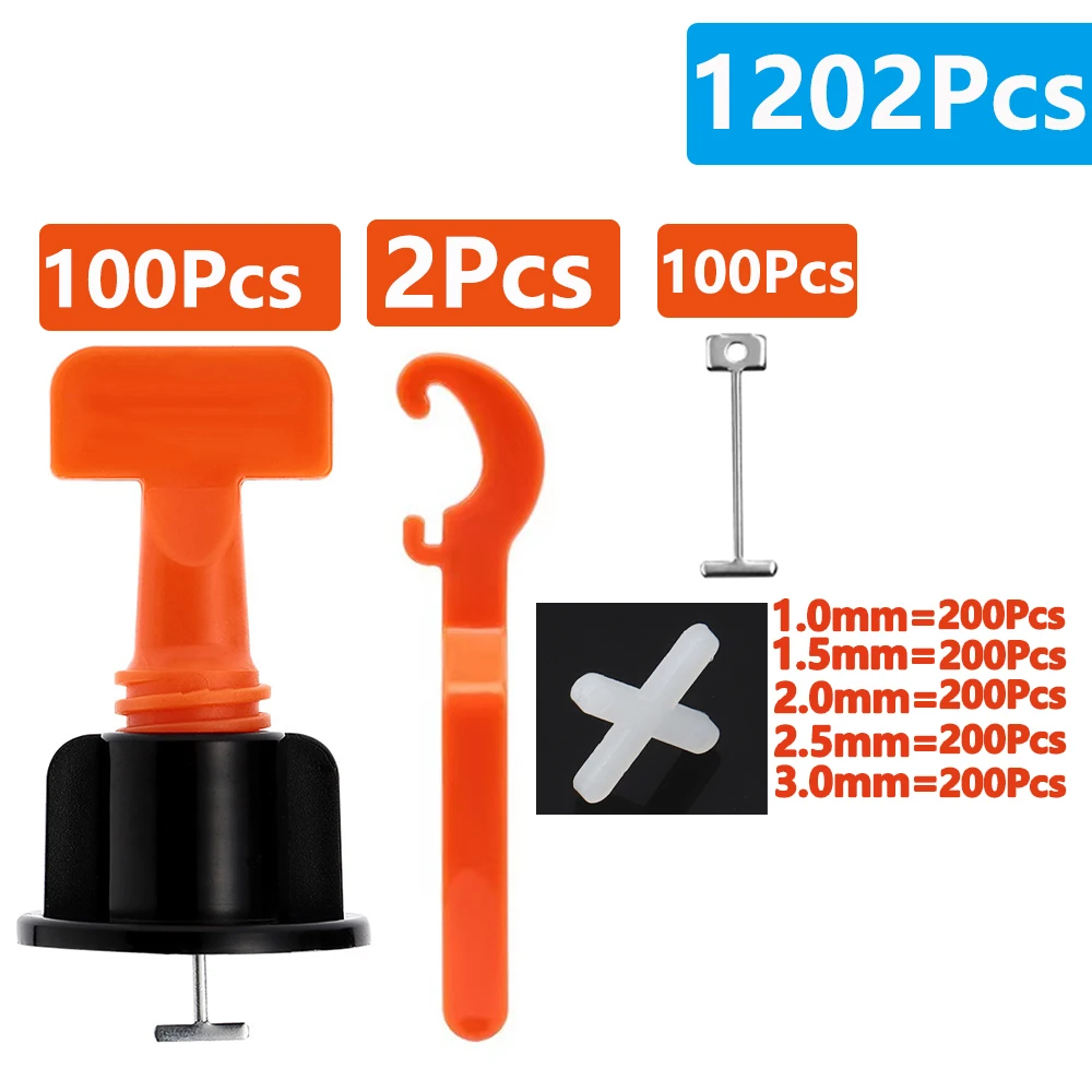 

11-1202PCS Floor Tile Leveling System Clips Set Leveler Adjuster Tile Wall Laying Manual Tool Locator Spacers Construction Tools