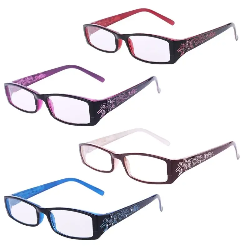 +1.0~+4.0 Fashion Reading Glasses Women 4 Colors Imitation Diamond Flower Print Resin Presbyopic Gafas De Lectura