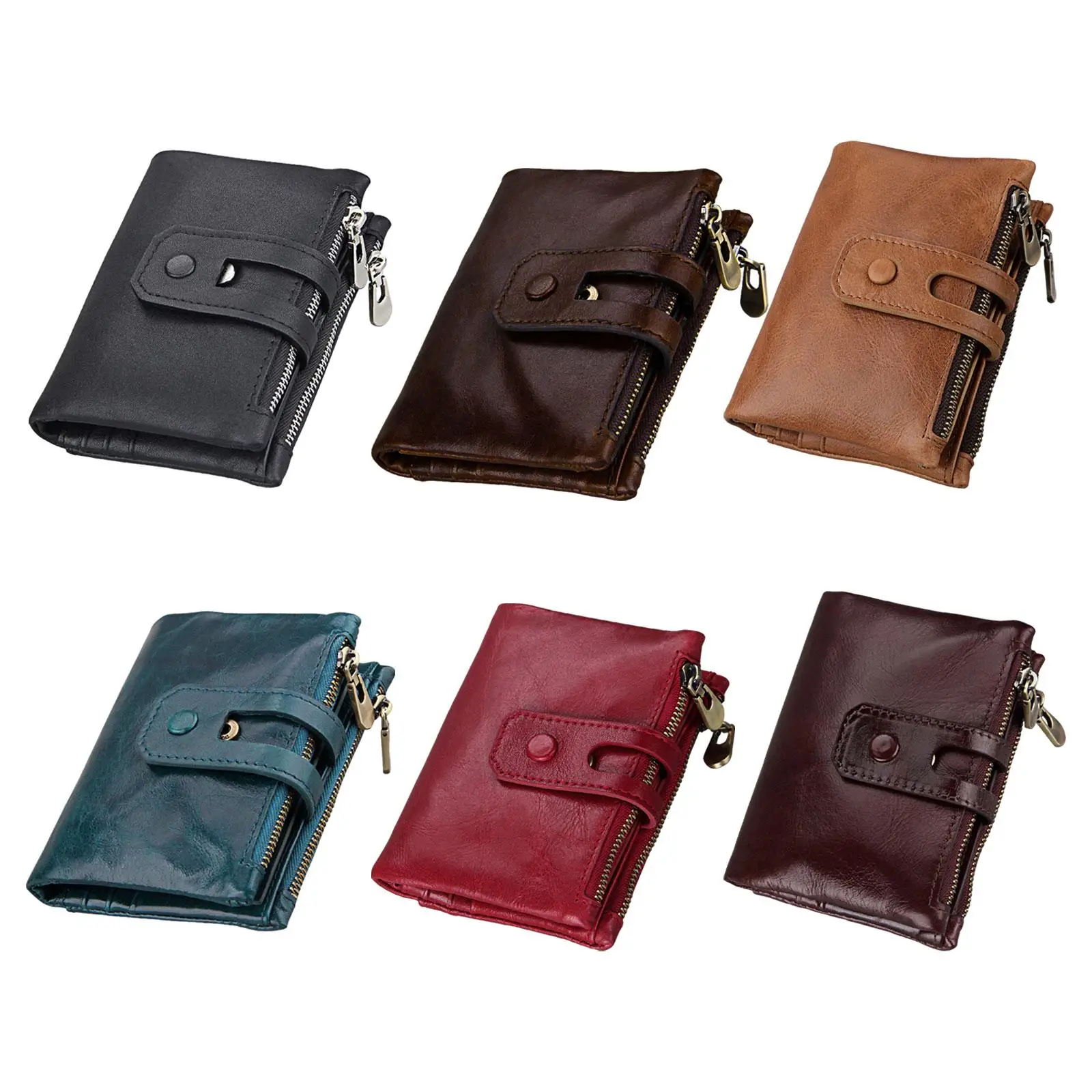 

RFID Blocking Wallet Pocket Wallet Casual Fashion Cowhide Zipper Hasp Coin Purse Convenience RFID Card Holder Credit Card Holder