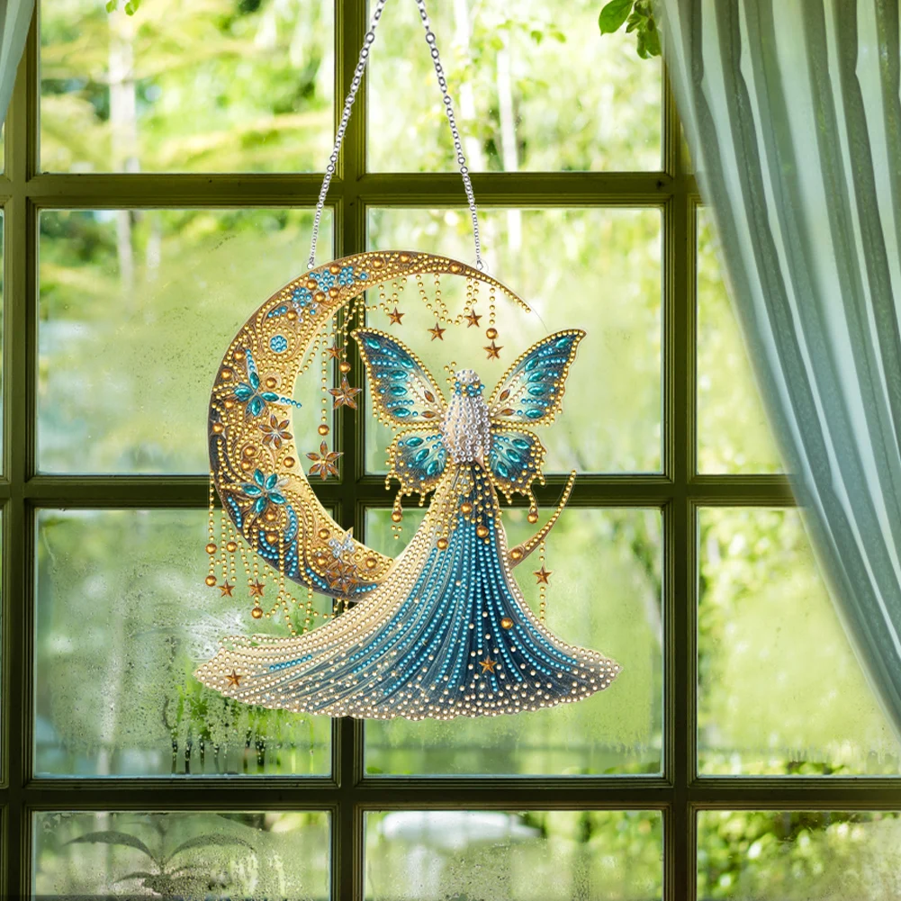 

Moonlight Goddess 2D/Flat DIY Diamond Painting Set Hanging Diamond Art Kits Diamond Art Pendant DIY Home Decor Hanging Charm