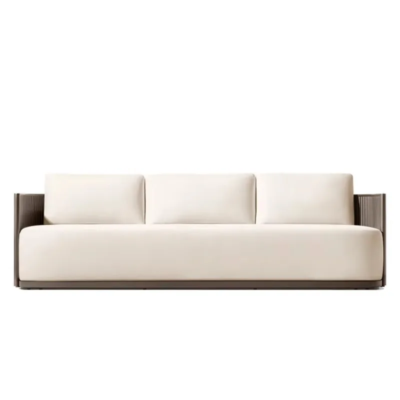 

All Weather Lounge Sofa Aluminum, Outdoor Furniture Hotel Garden Sofa with Dining Table, Modern Luxury Patio Furniture Set