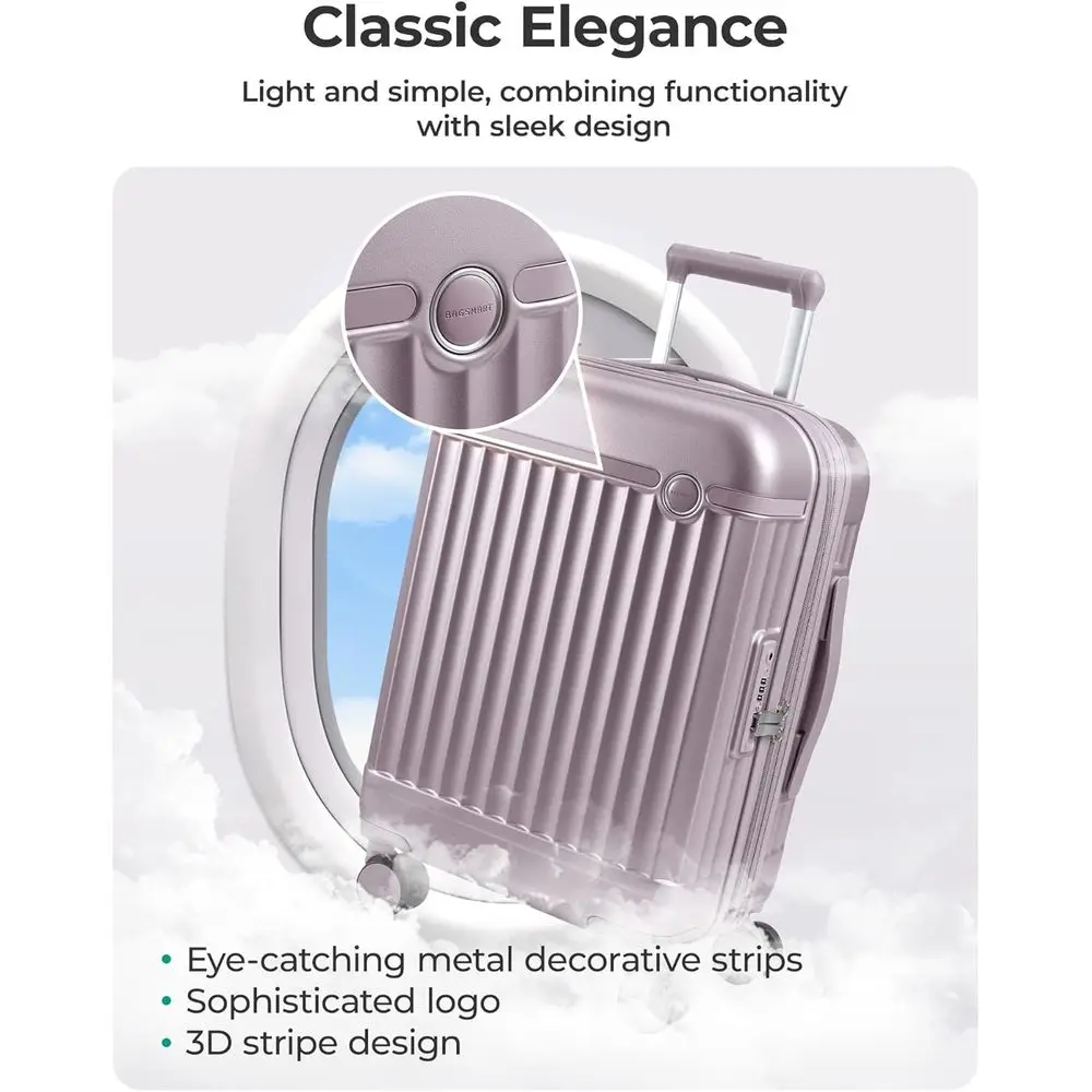 Purple 20 Inch Expandable Hard Shell Spinner Suitcase with TSA Lock, Airline Approved for Carry-On Travel