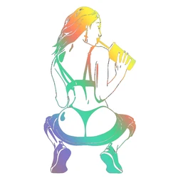 LYKX Drinking Sexy Attractive Girl Vinyl Decals Covering The Body Car Sticker for Bmw Audi Jeep Nissan