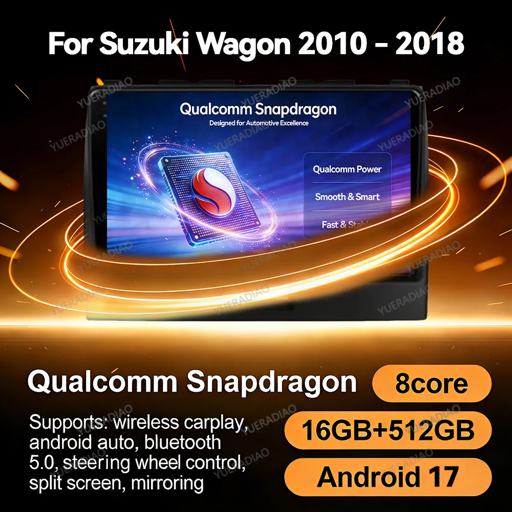 Android 17 Car Radio For SUZUKI WAGON R 2010 - 2018 Head Unit GPS NAVI 4G WIFI Qualcomm Multimedia Video Player 2DIN QLED BT
