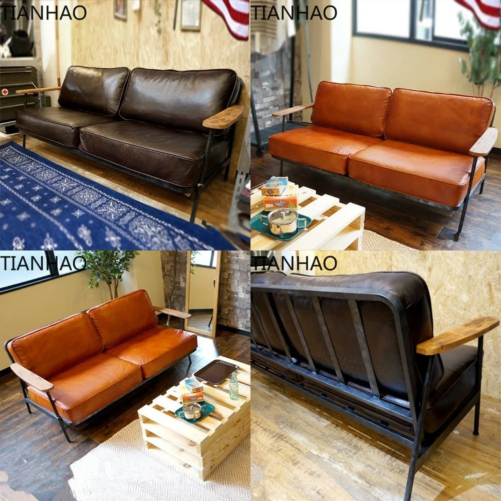 Industrial Style Metal Frame Sofa for Clothing Stores Retro Studio Lounge Chair for Nordic Bar Seating Single Double Seater