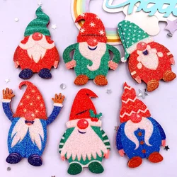 10szt Glitter Felt Fabric Nonwovens Colorful Santa Claus Wearing Nightcap Applique DIY Sewing Patch Supplie Accessorie E892 C