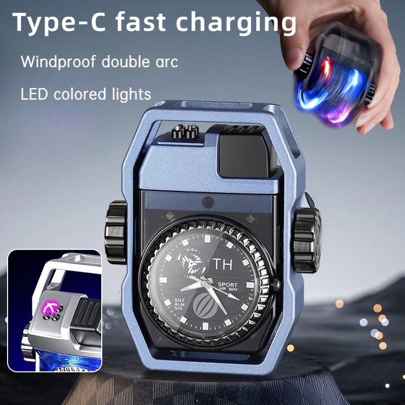 2026 New Watch Mecha Fidget Spinner Metal Lighter USB Charging Windproof Creative High-end Men's Gift Cigarette Accessories