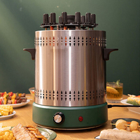12V Electric BBQ Grill Oven Portable Automatic Rotary Kebab Roast Machine Smokeless Barbecue Rotisserie Household RV 220 Lamb