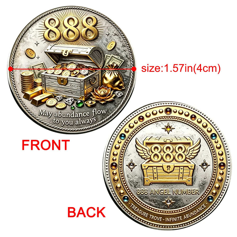 5pcs 2D Printing Infinite Abundance 888 Angel Number Commemorative Coins Wealth Abundance Lucky Token Gifts for Friends