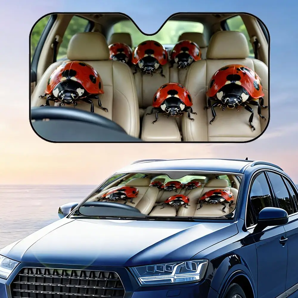 Animal Ladybug Driving Sun Visor Foldable Universal Car Windshield Sun Shade UV Protection Heat Insulation Foldable Cover