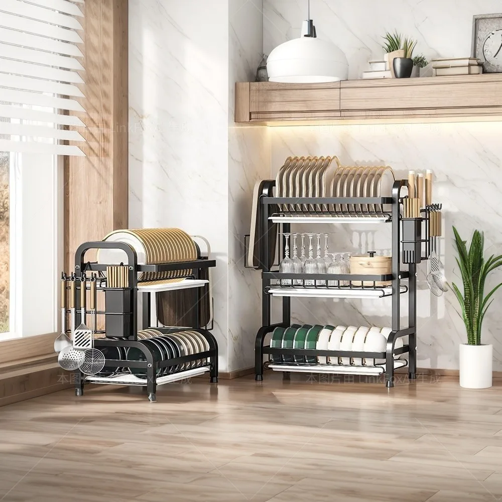 

Kitchen Dish Rack Household Multi-Storey Bowls Chopsticks Storage Cupboard Stainless Steel Multi Functional Dish Storage Rack