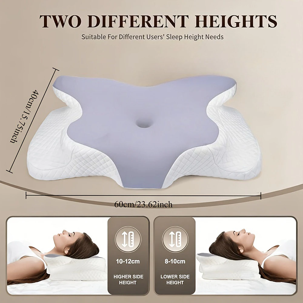 Cervical Pillow for Neck Support, Hollow Design Memory Foam Bed Pillow for Side & Back Sleepers, Ergonomic Contour Pillow