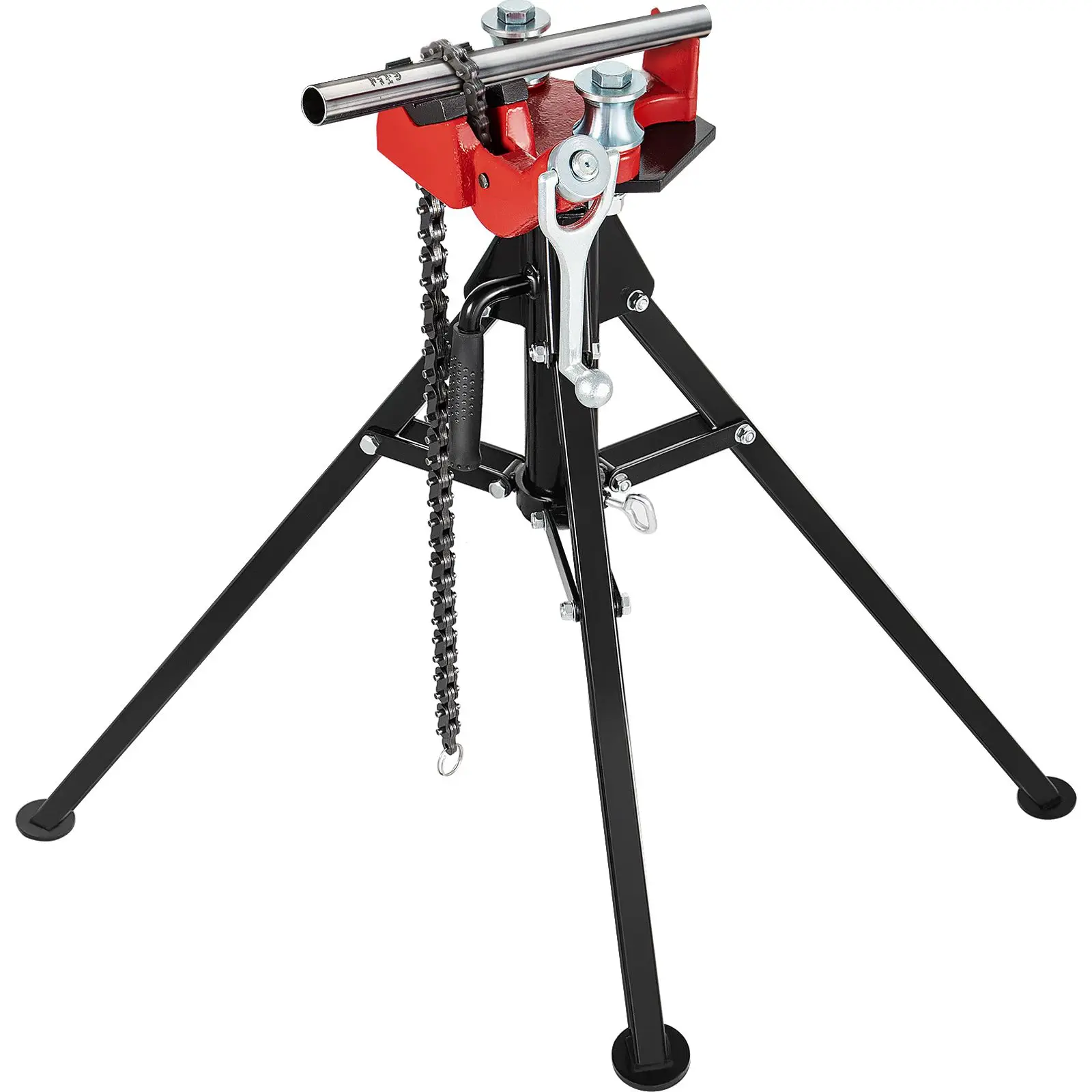 Tripod Pipe Chain Vise, 1/8\"-5\" Pipe Capacity, 36.4' Length Chain Vise Stand with Portable Folding Steel Legs, for Grabbing view 5