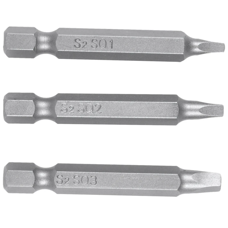 Embouts de tournevis à tête carrée hexagonale, acier allié, magnétique, jeu d'embouts, outils à main, 50mm, 1/4 ", 3 pièces