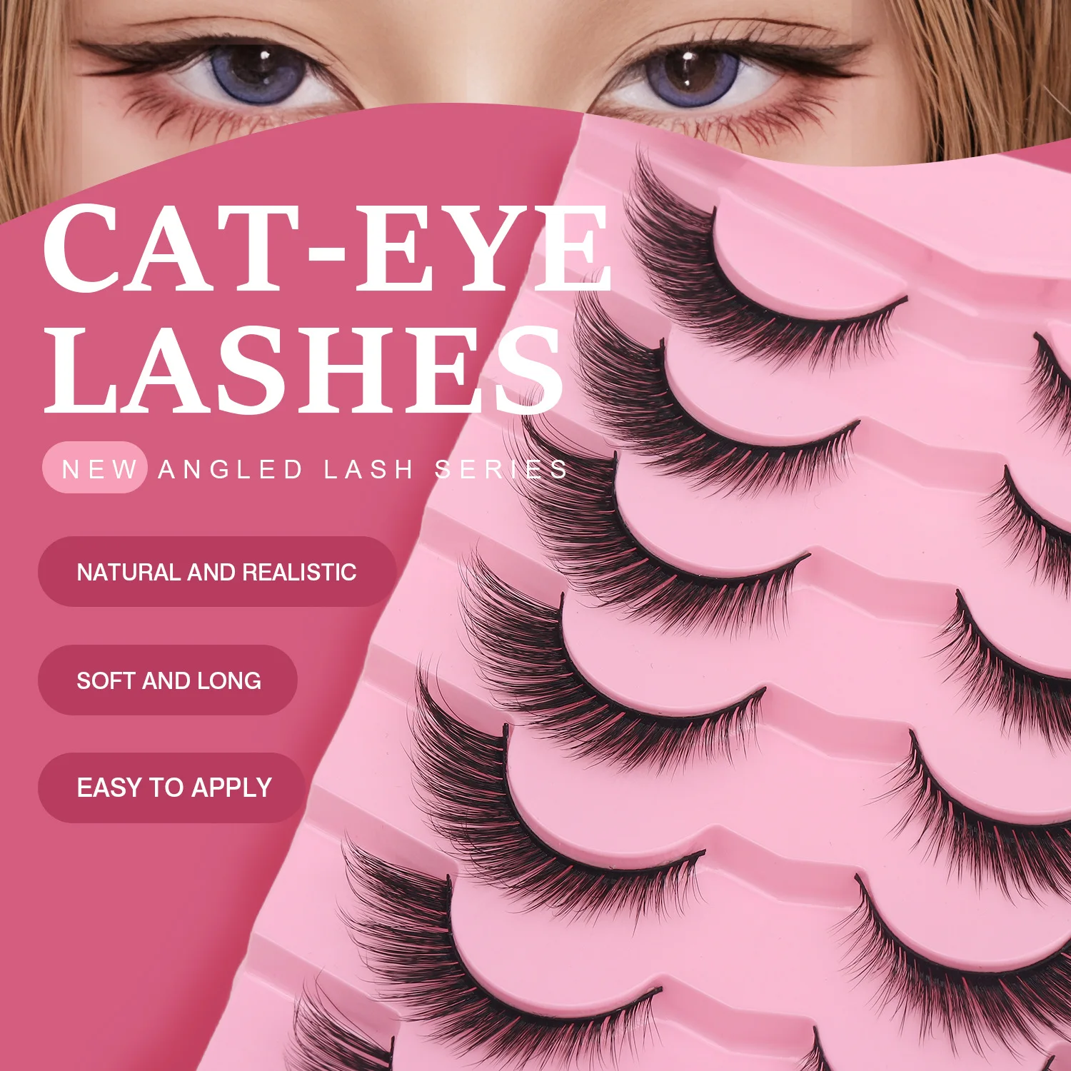 7ペアのふわふわしたヨーロッパとアメリカのつけまつげ、ワンピースフォックスピュアディザイア、日本のつけまつげタイプ、ナチュラル