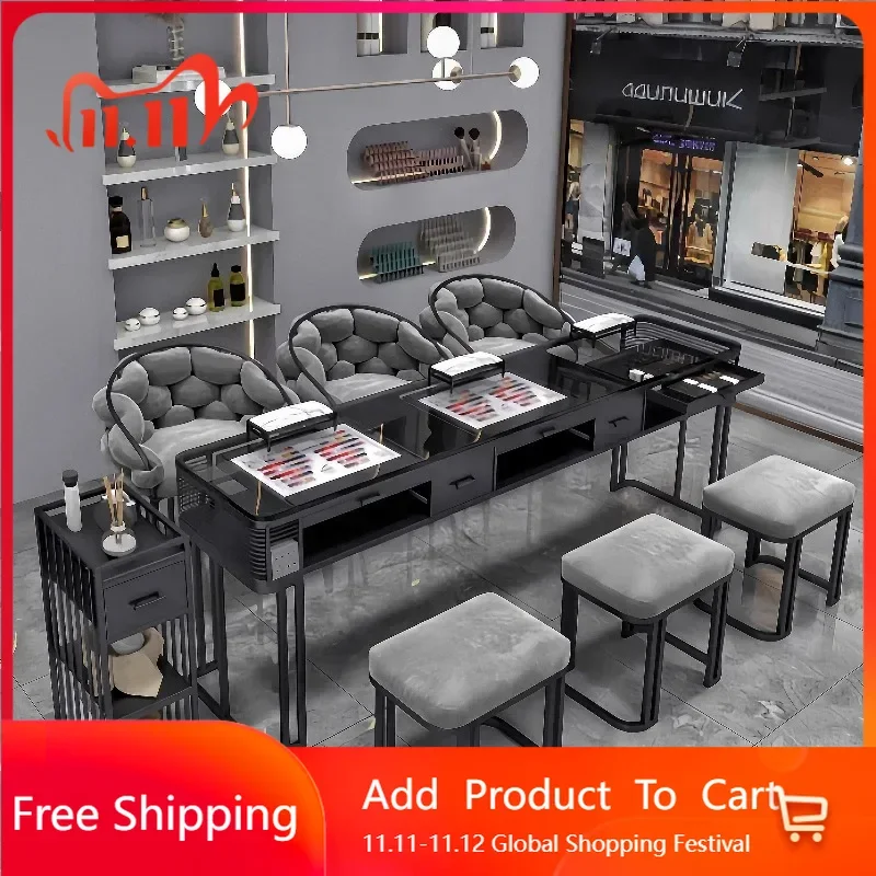 

Postmodern Black Nail Table Stickers Organiser Supplies Nail Table Station Mesa Pedicure Mesinha De Manicure Unique Furniture
