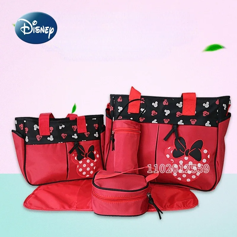 Disney Mickey's New Diaper Bag Handbag Luxury Brand Fashionable Baby Bag Cartoon 5-piece Set Baby Diaper Bag Multi Functional