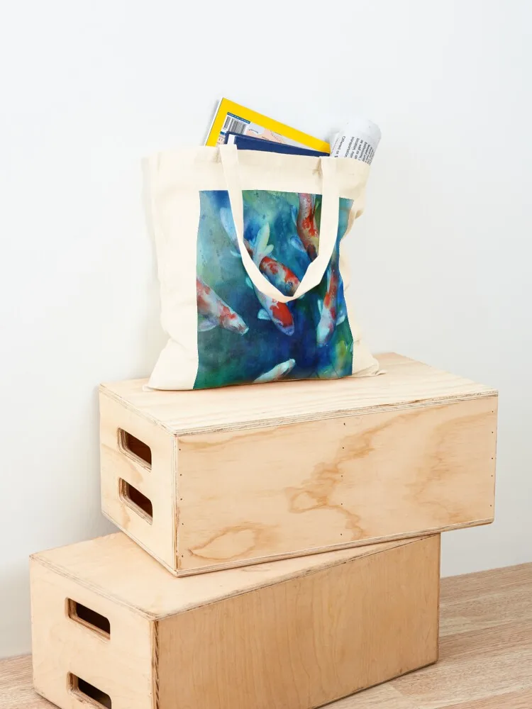 Descending Koi Tote Bag bag for beach tote bag screen hand custom canvas