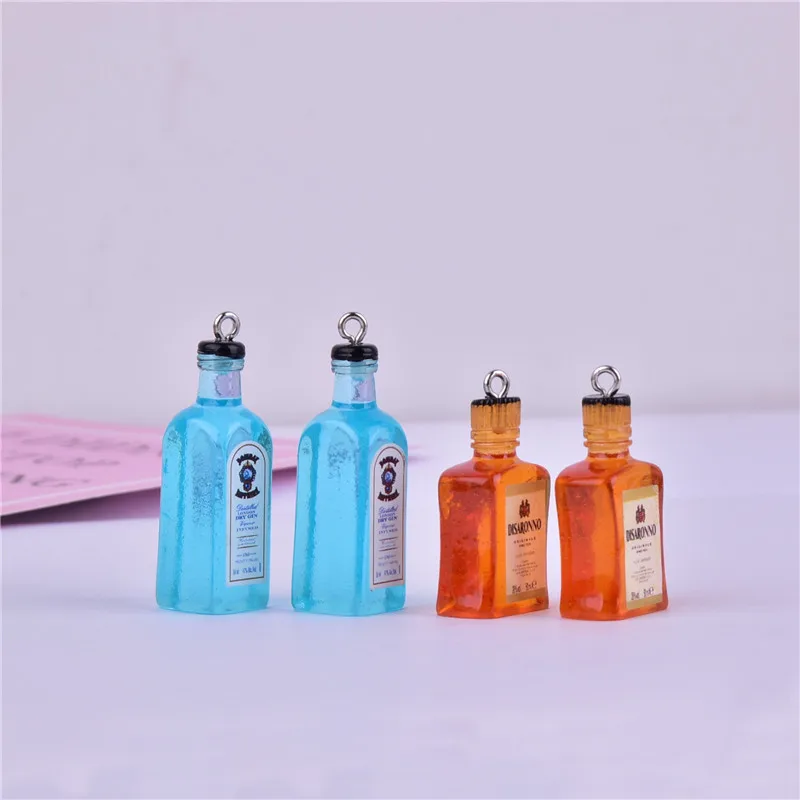 10pcs Alcohol Bottle Resin Charms For  Pendant Earring Keychain DIY Fashion Jewelry Accessories