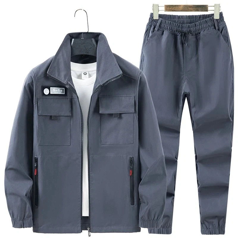 Men Elastic Waist Jogger Work Pants Spring Autumn Wear Resistant Waterproof Trousers For Construction Garage Workshop M 4XL